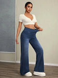 GETADME Women's Jeans New Elastic Waist High Stretch Loose Straight-Leg Pants Trendy Comfortable Versatile Cross-Border