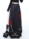 Gothic Vintage Y2k Jeans Baggy Woman Japanese Style Denim Pants Korean Fashion Streetwear Harajuku Punk Gyaru Trousers