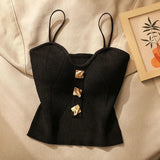 GETADME Summer Cross-Knit Suspender Women'S Sexy Beauty Camisole Slim Fit Sleeveless T-Shirt No Chest Pad Short Tank Tops Black White