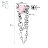 GETADME ZS 1 Piece 20G Cute Heart Stud Earring For Children Women Pink CZ Crystal Earrings Ear Cartilage Helix Conch Piercing Jewelry