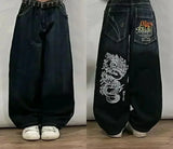 GETADME American Fashion Hip Hop Joker Oversized Jeans Women Street Y2K New Clearance Spot Hot Mopping Wide-leg Pants Unisex Loose Jeans