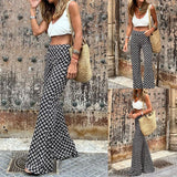 GETADME Lady Boho Style Elastic High Waist Tight-fitting Flare Pants Aesthetic Printing Holiday All-match Trendy Trousers Leggings