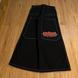 GETADME Y2K Letter Embroidery Printed Loose Jeans Men Harajuku street Oversized Fashion Retro Casual Gothic High Waist Wide Leg Pants