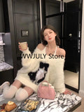 Getadme-Autumn White Elegant Knitted Sweater 2 Piece Set Women Casual Sexy Vest Outwear Warm Korean Fashion Tops Office Lady Chic