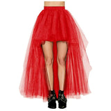 GETADME 여성 펑크 스커트 여성 고딕 튤 스커트 롱 스커트 볼 가운 블랙 메시 쇼 댄스 파티 스커트