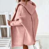 Getadme Long Women Sweater Black Autumn Winter Bat Sleeve Knitted Sweater Jacket Loose Red Ladies Sweaters Oversized Cardigans Coat