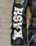 GETADME American Y2K Pants Baggy Sweatpants Letter Patch Retro Double Layer Design Men Hip Hop Gothic Elastic Waist Jogging Casual Pants
