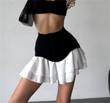 GETADME Women Fashion Ruffled Cake Dress High Waist A Line Petchwork Mini Skirt 2025 Spring Summer New In Y2K Skirts Lady Street Party
