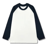 GETADME AOSSVIAO 2025 Women's Autumn Winter Fashion O Neck T-Shirt Female Loose Long Sleeve Tees 100% Cotton Patchwork Casual Tops