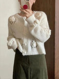 Getadme-Winter Vintage Knitting 2 Piece Set Women Long Sleeve Hollow Out Coat + Casual Velvet Skirt Party Korean Elegant Suit Slim