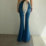 GETADME REALEFT Spring Summer Women's Denim Flare Pants 2025 New High Waist Korean Style Washed Casual Slim Full Length Pants for Women
