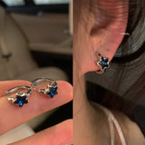 Getadme-Y2K Trendy Cute Sweet Blue Star Hoop Earrings For Women Girls Simple New Fashion Vintage Earrings Aesthetic Jewelry Gift
