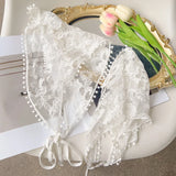 GETADME 레트로 레이스 반다나 헤드밴드 프린트 헤어 스카프 보헤미아 삼각형 헤드스카프 화이트 헤어 밴드 여성용 소녀 패션 스위트 스카프