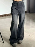 GETADME Slimming High-waisted Jeans For Women Pear-shaped Loose-fit Straight-leg Bell Bottoms Plus-size Female Denim Trousers