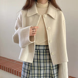 Getadme Autumn Korean Style Single Breasted Winter Turn Down Collar Jacket For Women Office Lady Outerwear Chic Fashion Luxury Coat
