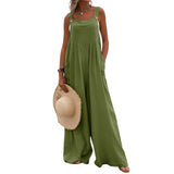 GETADME Overalls Women Summer Jumpsuit Outfits Plus Size Solid Color Casual Button Wide Leg Suspender Pants Overalls with Pockets