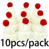 GETADME (10 Pieces/pack) 4x6cm Mini Christmas Knitted Hat Plush Yarn Finger Hat Christmas Decoration Holiday Handmade DIY Pendant