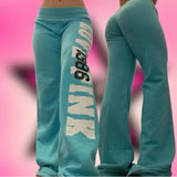 GETADME 2000s American retro letter print casual trousers versatile hot girl style high street Harajuku style women's casual trousers