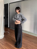 GETADME Korean Fashion Wide Leg Denim Jeans Women High Waist Loose Baggy Pants Streetwear Y2K Straight Trousers Vintage Female Pants