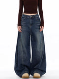 GETADME 2025 Japanese Y2K Fashion Vintage Black Patchwork Baggy Women's Jeans Pants Wide Leg Woman Clothing Casual Cotton Denim Trousers