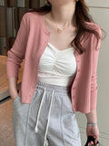 GETADME Women Summer New Cardigan Korean Elegant Knitted Long Sleeve Female Casual Sweater Tanks Fashion New Slim Ladies Casual Tops