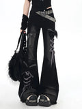 GETADME Y2K Bow Jeans Women 3D Design High Waist Slim Fit Flared Pants Spicy Girl