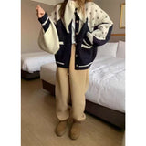 GETADME Vintage Print Knitted Cardigan Women Harajuku Patchwork Sweater Outerwears Korean Long Sleeve Knitwears Winter Casual Jumpers