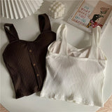 GETADME Women's Y2K Cropped Tops with Bra Pads Summer Corset Korean Suspenders Vest Sexy Camisole Slim New