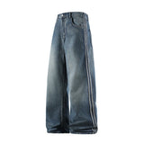 GETADME Man Pants Jeans Baggy Jeans Loose Fit Straight Leg High Street Casual Trousers For Men Spring Autumn Trendy Wide Leg