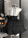 GETADME Dark Gothic Lolita Dress Women Cross Halloween Party Mini Sexy Swing A-line Punk Off Shoulder Emo Grunge Ruched Summer Vintage