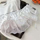 GETADME Y2K Mini Skirts Women Harajuku Aesthetic White Tulle Bandage Skirt Japanese Vintage Lolita Lace Trim Miniskirt Matching Pants