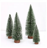 GETADME Mini Christmas Tree Decor with Snow Covered Pine DIY Ornaments Winter Snow Ornaments Trees for Xmas Party Home Party bar