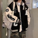 Getadme Vintage Bomber Jacket Women Harajuku Fashion College Uniform Varsity Baseball Jackets Female Oversized Streetwear Y2k