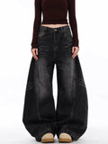 GETADME 2025 Japanese Y2K Fashion Vintage Black Patchwork Baggy Women's Jeans Pants Wide Leg Woman Clothing Casual Cotton Denim Trousers