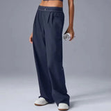 GETADME New Sports Yoga Wide Leg Pants Women Summer Elastic Waist Quick Drying Straight Pants Fitness Casual Solid Black Trousers Female