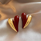 Getadme 유럽 및 미국 복고풍 갈색 수지 문자 U 자형 기하학적 후프 귀걸이 여성 패션 심플한 금속 보석 선물