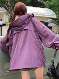 Getadme-New Korean Fashion Oversized Long Sleeve Hooded Jacket Women Sweatshirt Chic Summer Jacket Beach Outdoor Sun Protection Clothing
