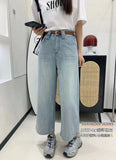 GETADME High Waist Wide Leg Denim Jeans plus Size Women's Spring Vintage Versatile Slimming High Waist Wide Leg Jeans