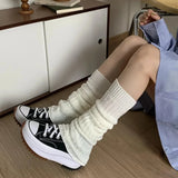 Getadme-Solid Color Thigh High Stockings Women Trendy Casual Female Long Socks pile up Thermal Warm Cotton Tall Tube Leggings