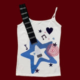 GETADME Y2k Subculture Punk Rock Camisole Retro Guitar Print Halter Vest Ladies Hip Hop Hottie Slim Tops Street Fashion Chic Clothing
