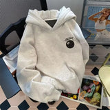 GETADME 루즈 아메리칸 스타일 헤비 블랙 8 당구 프린트 후드 스웨트셔츠 (남녀 커플용) 봄 가을 겨울 아우터웨어 