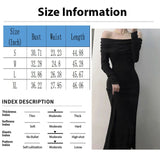 GETADME One Shoulder Style Long Sleeve Dress For Women In Spring And Summer Ladies’ Fashion Solid Color Sexy Basic Slim Fit Long Skirt