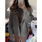 GETADME American Vintage Plaid Hooded Sweatshirt Cardigan Women's Oversize Idle Style Jacket 2025 Spring Autumn New Arrival Sleeveless