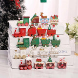 GETADME Christmas Wood Train Decoration,Christmas Ornaments With Moving Train,Home Noel,Happy New Year 2025 Gifts