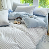 GETADME 3pcs Simple, soft and skin-friendly duvet cover 3-piece set (1 duvet cover +2 pillowcases) (without core)Striped checkered