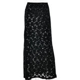 GETADME Sexy Women Lace High Waist Elastic See Through Party Club Maxi Skirts Elegant Ladies Summer Party Skirt 2025 Ladies Beachwear