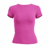 GETADME Woman Clothing Short Sleeve T-shirt Slim Fit Tops Female O-Neck Knitted Sheath Tee Shirt Street Wear Sex Sporty 2025 Y2K New2410