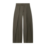 GETADME Women's Long Pants 2025 Autumn New Arrivals Military Green Pleated Loose Wide-Leg Pants Casual Fashion Stylish and Versatile