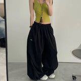 GETADME 오버사이즈 블랙 스웨트팬츠 여성 Y2K 하라주쿠 배기 조거 팬츠 여름 스트리트웨어 와이드 레그 팬츠 한국 패션 캐주얼 바지 신상품