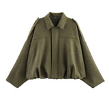GETADME Women's 2025 new Jackets Autumn Fashion Loose Bat Sleeves Elegant Women's Jackets Chic Street Youth Autumn Long Sleeves Coats